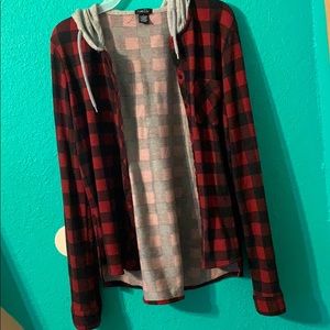 Plaid hoodie throw over